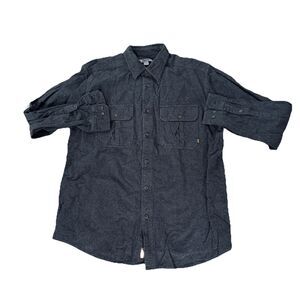 Gander Mountain Mens Flannel Shirt Logo Guide Series Grey Button Up L Pockets